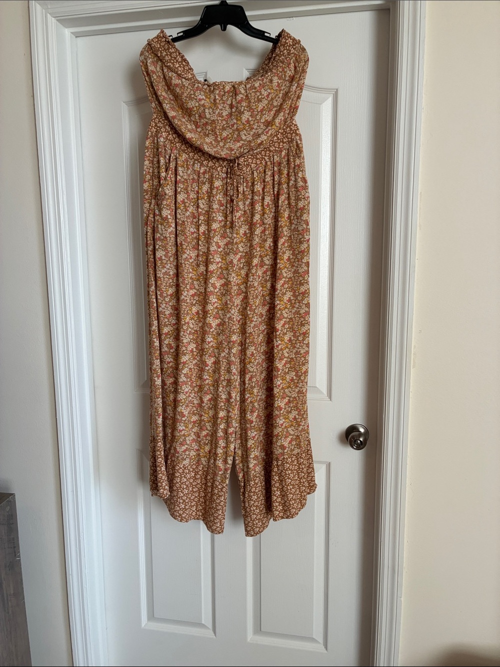 Boho Floral AE Wide Leg Cottagecore Strapless Floral Jumpsuit with Waist Tie XL - Picture 3 of 9